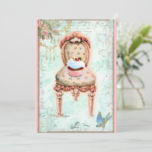 Cupcake French Victorian Invitation (Debout devant)