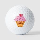 Cupcake fun rose NOM cadeau balles de golf (Recto)