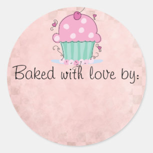 Cupcake gebak met liefdeslabels ronde sticker