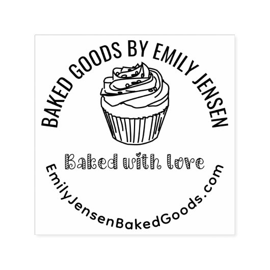 Cupcake Gebakken met Liefde Zakelijke Naam Website Zelfinktende Stempel (Design)