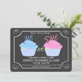 Cupcake Gender Reveal Party Kaart (Staand voorkant)
