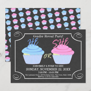 Cupcake Gender Reveal Party Kaart