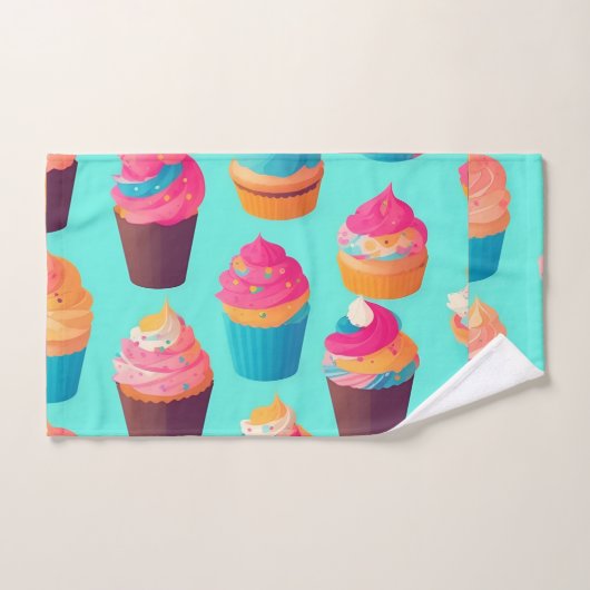 Cupcake geometrisch kleurrijk gepersonaliseerd pat bad handdoek (Handdoek)