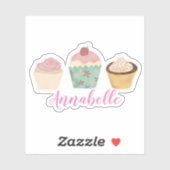 Cupcake - Gepersonaliseerde naam Sticker (Vel)