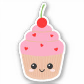 Cupcake Gezicht Vinyl Sticker voor Waterfles enz (Voorkant)