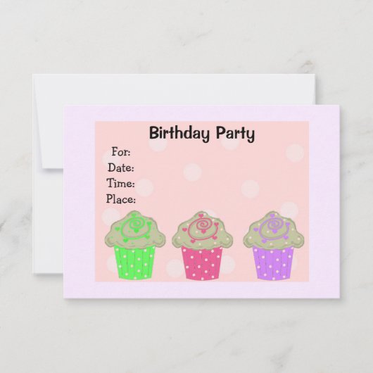 Cupcake givré Invitation de fête d'anniversaire (Devant)