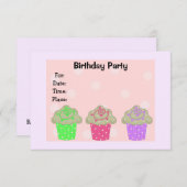 Cupcake givré Invitation de fête d'anniversaire (Devant / Derrière)
