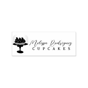 Cupcake Glas Koepel Bakkerij Bakker Script  Logo Rubberstempel