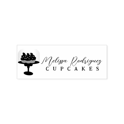 Cupcake Glass Dome Bakery Baker Script Rubberstempel (Afrduk)