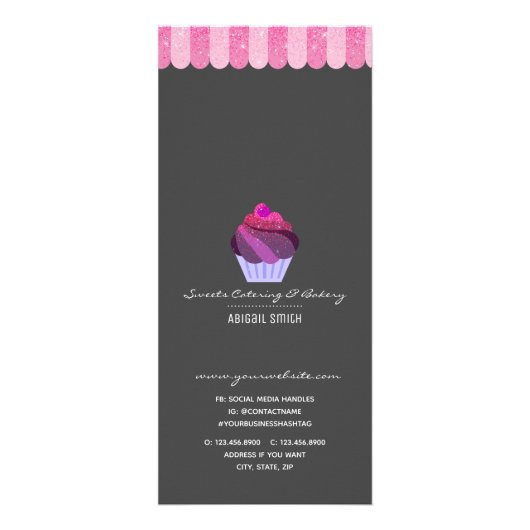 Cupcake Glitter Custom Services Price List Reclamekaart (Achterkant)