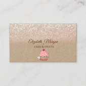 Cupcake, Glitter Ombre Rustic Kraft Visitekaartje (Voorkant)