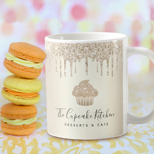 Cupcake Gold Glitter Drips Bakkerij Gebak Chef Caf Koffiemok