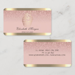 Cupcake Gouden Streep Bakkerij Roze Goud Glitterse Visitekaartje