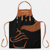 Cupcake Groovy Stripes Drips Zwart Bruin Schort (Voorkant)