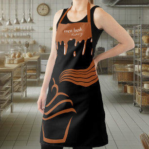 Cupcake Groovy Stripes Drips Zwart Bruin Schort