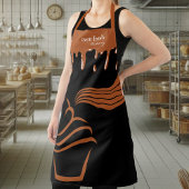 Cupcake Groovy Stripes Drips Zwart Bruin Schort