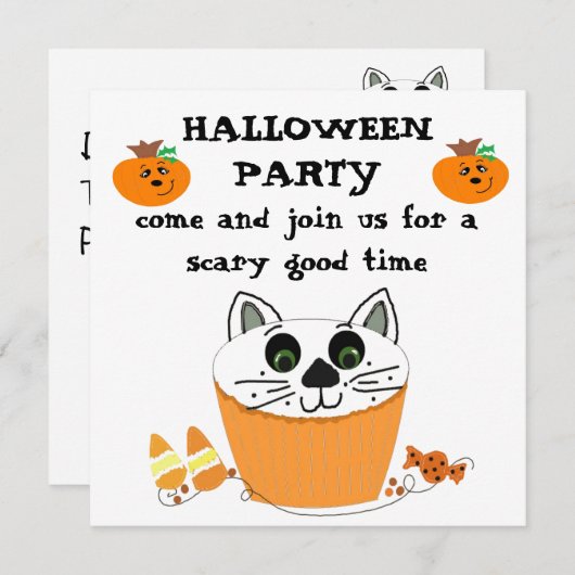 Cupcake Halloween Fête Invitation (Devant / Derrière)