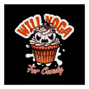 Cupcake Halloween idee voor Moms Yoga Perfect Poster