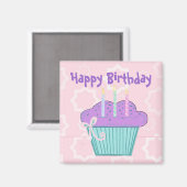 Cupcake Happy Birthday Magneet (Voorkant / Achterkant)
