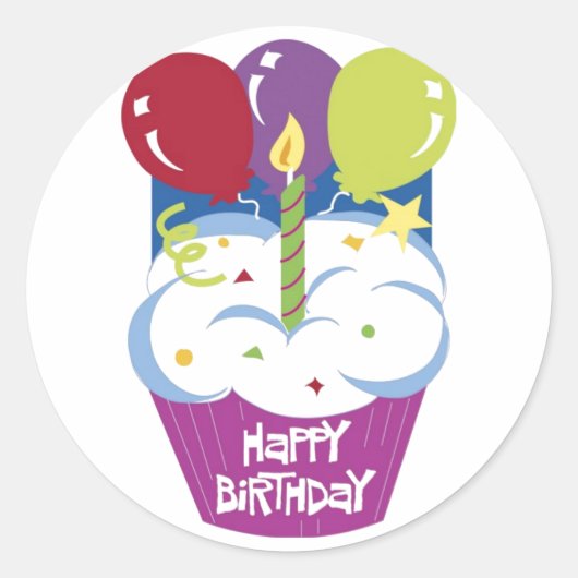 Cupcake Happy Birthday Sticker (Voorkant)
