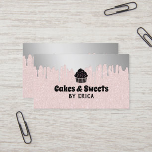 Cupcake Home Bakery Silver Drift Blush Pink Visitekaartje