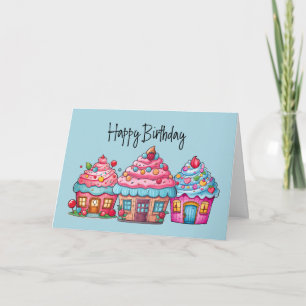 Cupcake House Gelukkige Verjaardag Kaart