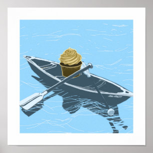 Cupcake in een Canoe-druk Poster
