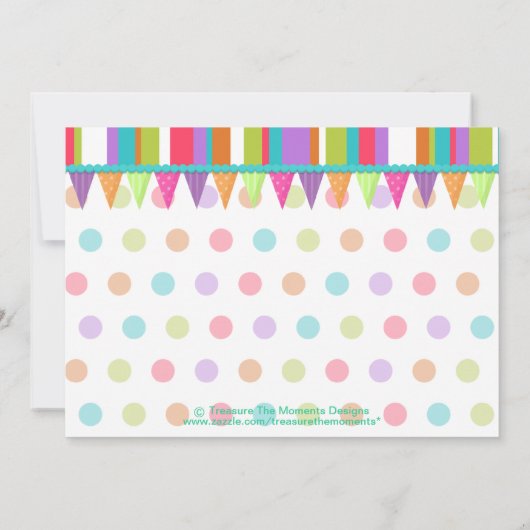 Cupcake joli et coloré Invitation d'anniversaire [ (Dos)