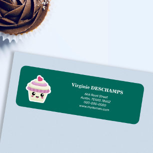 Cupcake Kawaii Retouradreslabel Etiket