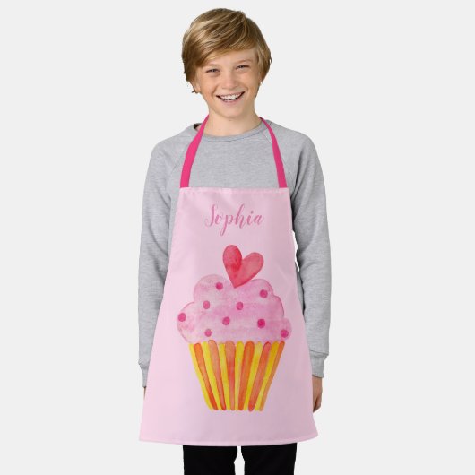 Cupcake Kids NOM tablier à cuisson aquarelle rétro (Porté)