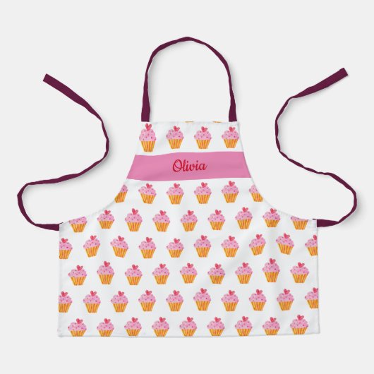 Cupcake Kids NOM tablier de cuisson aquarelle rétr (Recto)