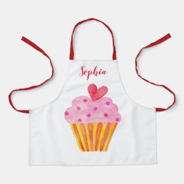 Cupcake Kinder BENAMING BROKEN Apron waterverf ret Schort