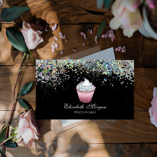 Cupcake Kleurrijk Confetti, Zwart Visitekaartje