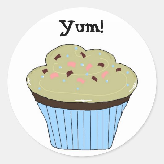 Cupcake Lekker Ronde Sticker (Voorkant)
