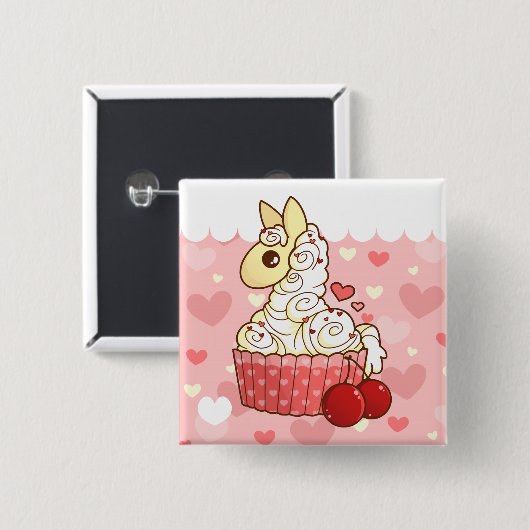 Cupcake Llama-Button Vierkante Button 5,1 Cm (Voorkant /achterkant)
