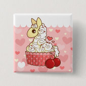 Cupcake Llama-Button Vierkante Button 5,1 Cm (Voorkant)