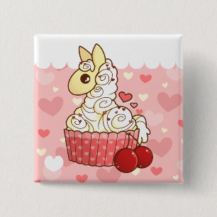 Cupcake Llama-Button Vierkante Button 5,1 Cm