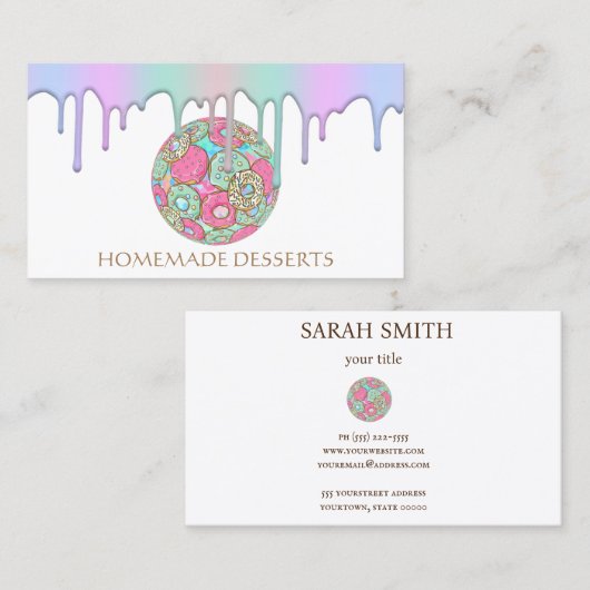 Cupcake Logo boulangerie Chef, Carte de visite mig (Devant / Derrière)