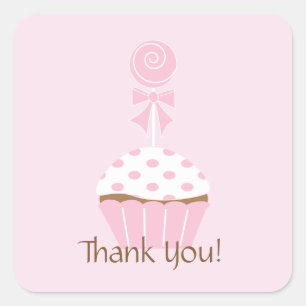 Cupcake Lollipop Happy Birthday Bedankt Sticker