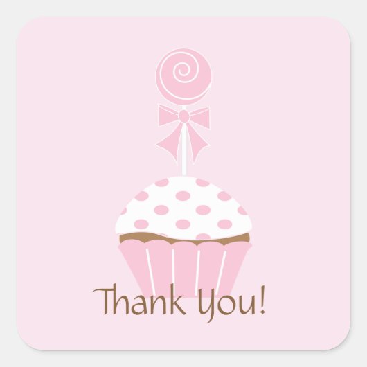 Cupcake Lollipop Happy Birthday Bedankt Sticker (Voorkant)