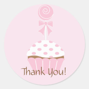 Cupcake Lollipop Happy Birthday Dank je wel Ronde Sticker