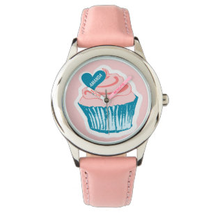 Cupcake Love aangepaste naam horloges