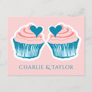 Cupcake Love aangepaste namen paar's briefkaart