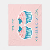 Cupcake Love custom text koppels fleece deken (Voorkant)