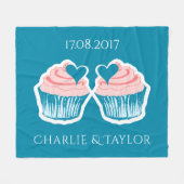 Cupcake Love custom text koppels fleece deken (Voorkant (Horizontaal))