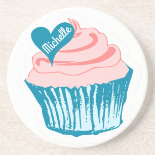 Cupcake Love nom personnalisé dessous de verre en 
