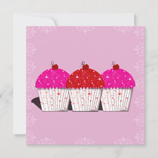 Cupcake Love on Pink Notecards Notitiekaartje (Voorkant)