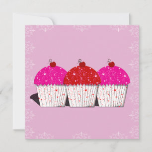 Cupcake Love on Pink Notecards Notitiekaartje