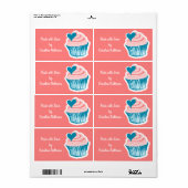 Cupcake Love texte personnalisé étiquettes (Feuille entière)