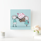 Cupcake Love Vierkante Klok (Huis)